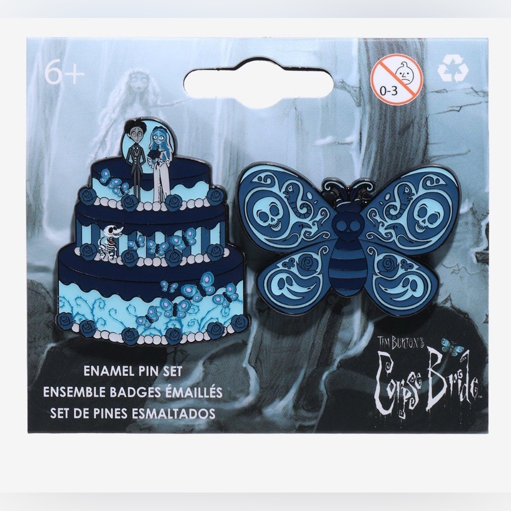 Loungefly Corpse Bride Enamel Pin Set - Tiered Cake & Butterfly